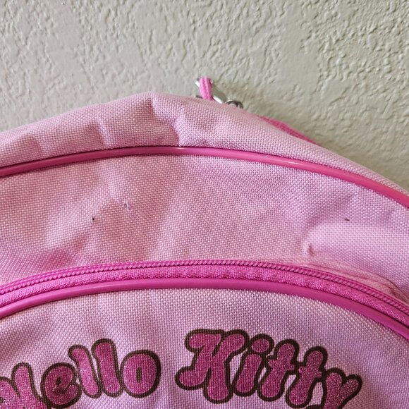 Vintage Hello Kitty Backpack 2006 Pink Satin Glitter Embroidered Sanrio FLAWS - Picture 3 of 12